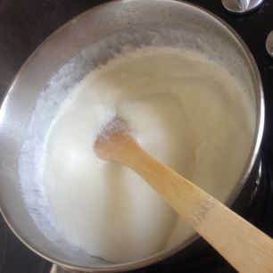 Put the milk, the oil and the salt in a pot and bring the mix to boil.