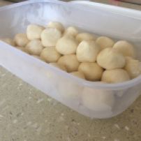 Another good thing about this recipe is that you can put them in a container and freeze. One recipe makes around 50 balls.